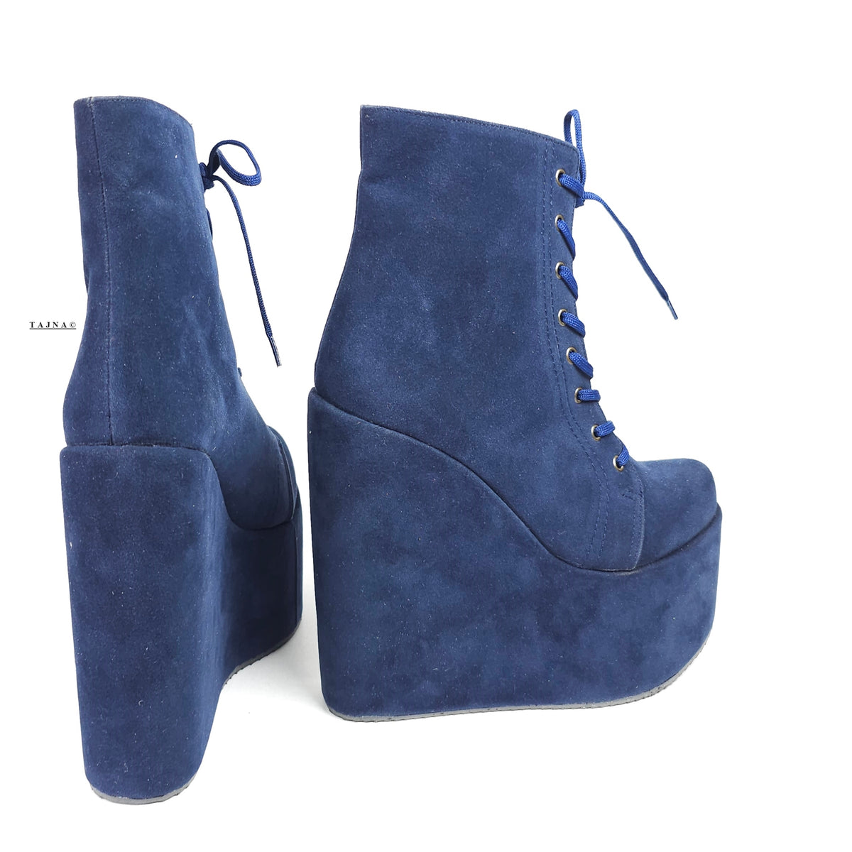 Womens Boots Royal Blue Ankle Booties Wedge Boots Womens Blue