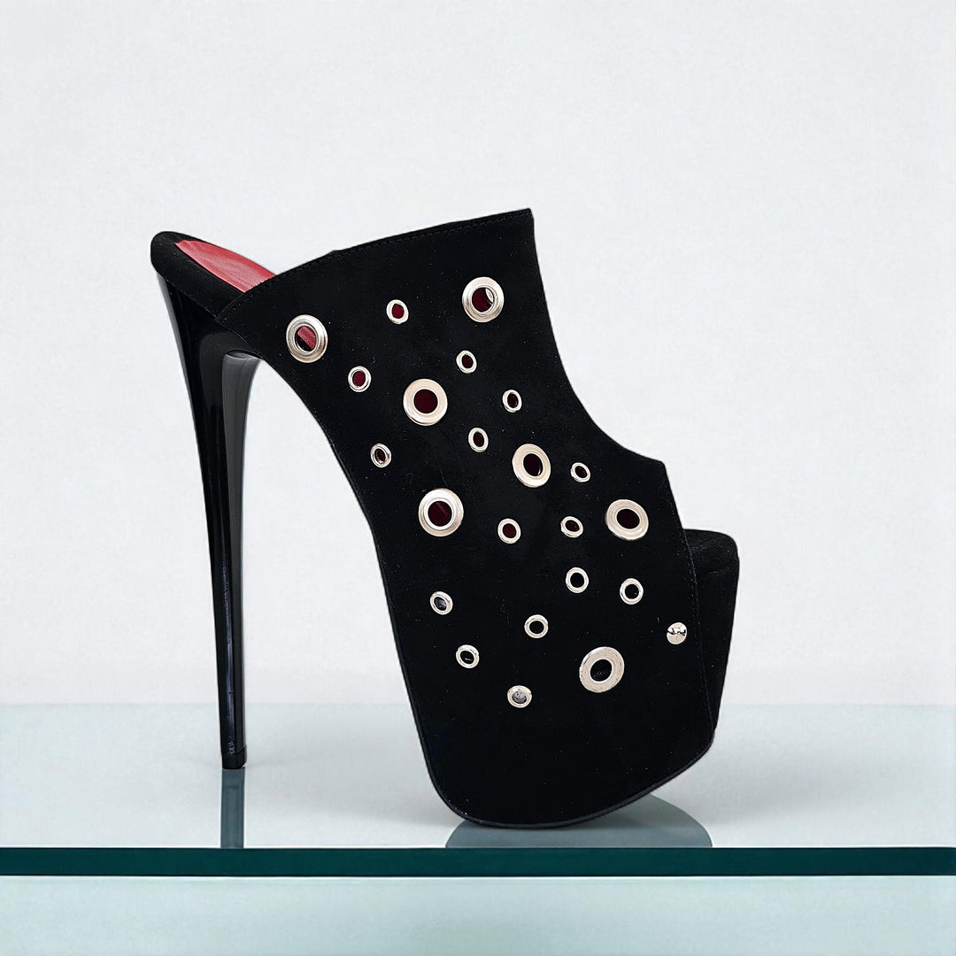 Eyelet Empress - Suede Mules