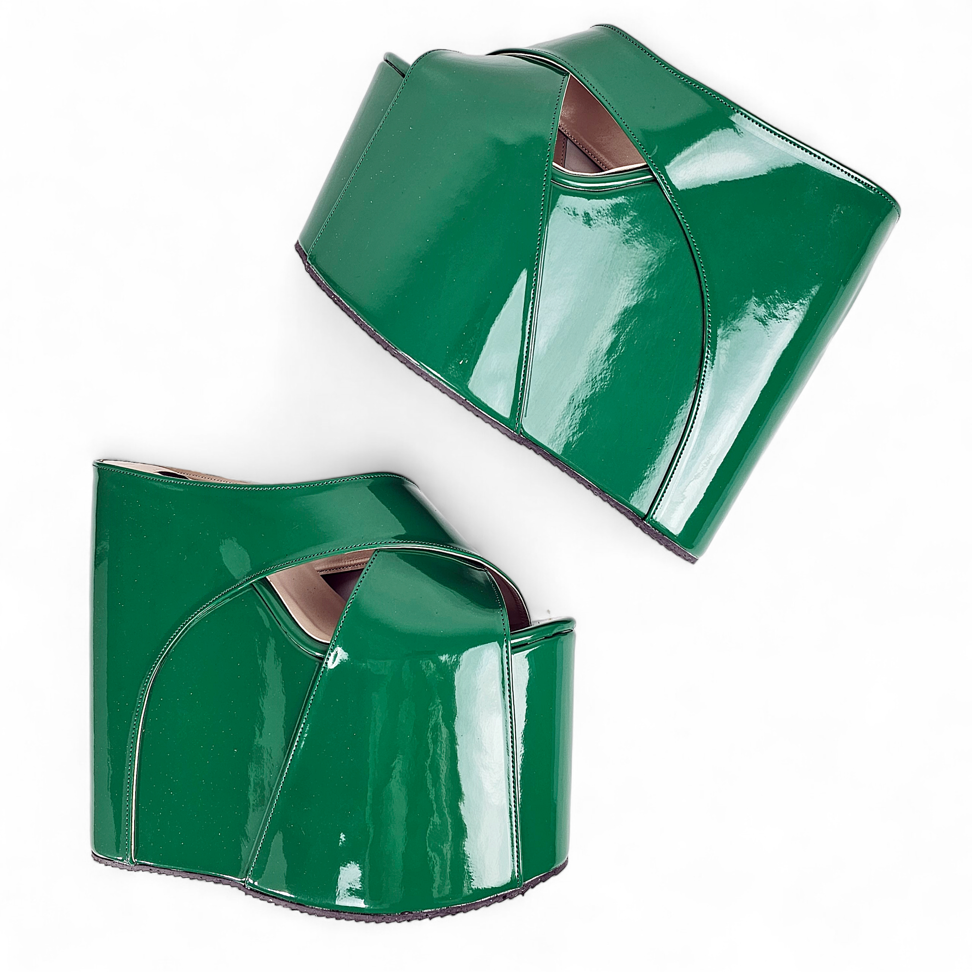 green-gloss-high-heel-platform-wedges-sandals-slip-ons-slippers-handmade-to-order-tajna-club-shoes_