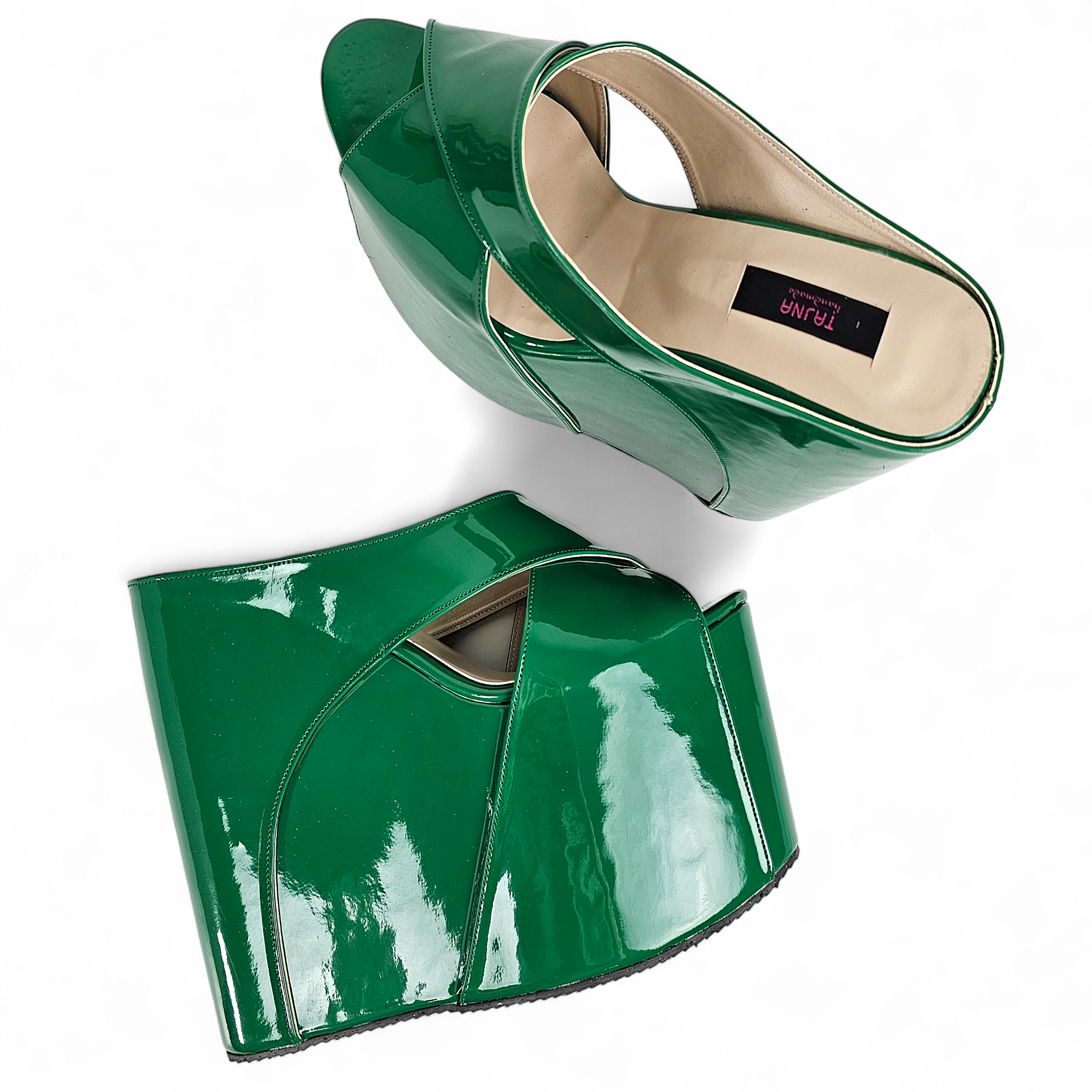 green-gloss-high-heel-platform-wedges-sandals-slip-ons-slippers-handmade-to-order-tajna-club-shoes_