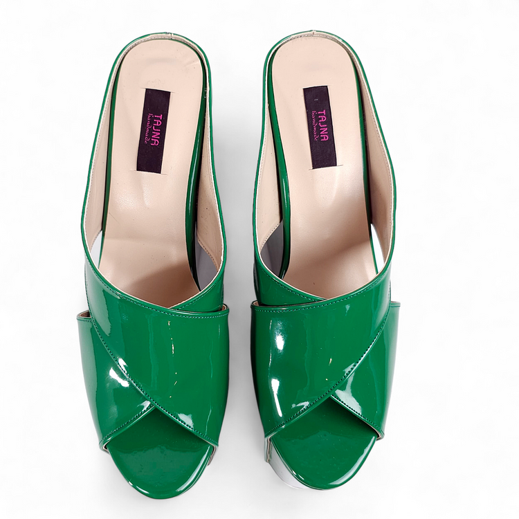 green-gloss-high-heel-platform-wedges-sandals-slip-ons-slippers-handmade-to-order-tajna-club-shoes_