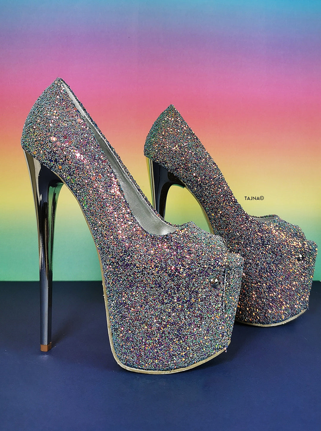 Limited Collection Glitter Silver Pumps Purple - Tajna Club