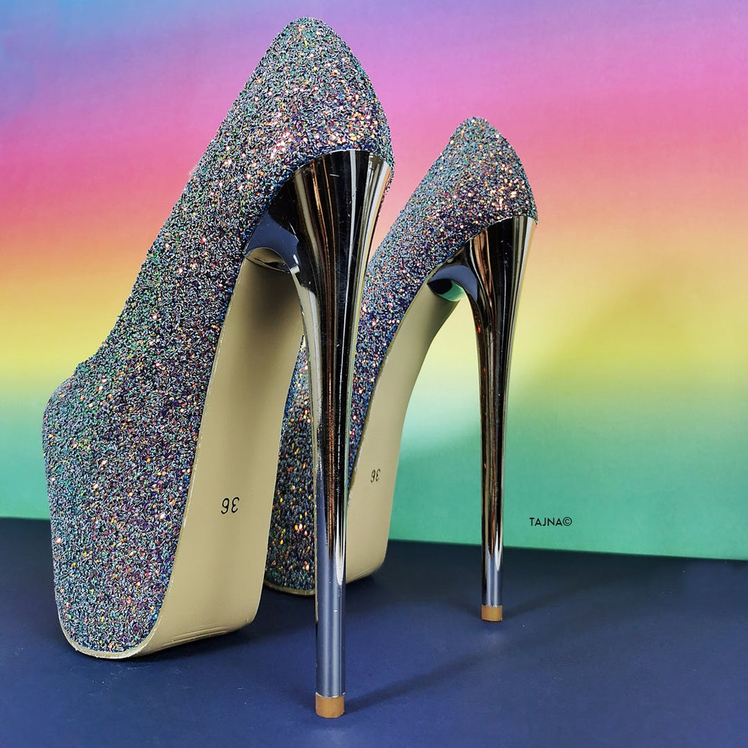 Limited Collection Glitter Silver Pumps Purple - Tajna Club