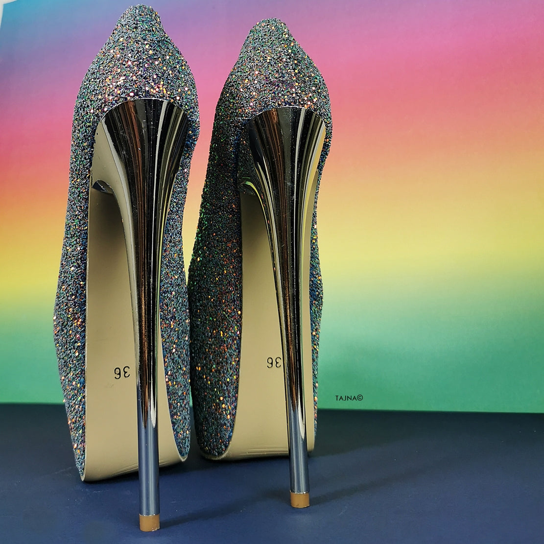 Limited Collection Glitter Silver Pumps Purple - Tajna Club