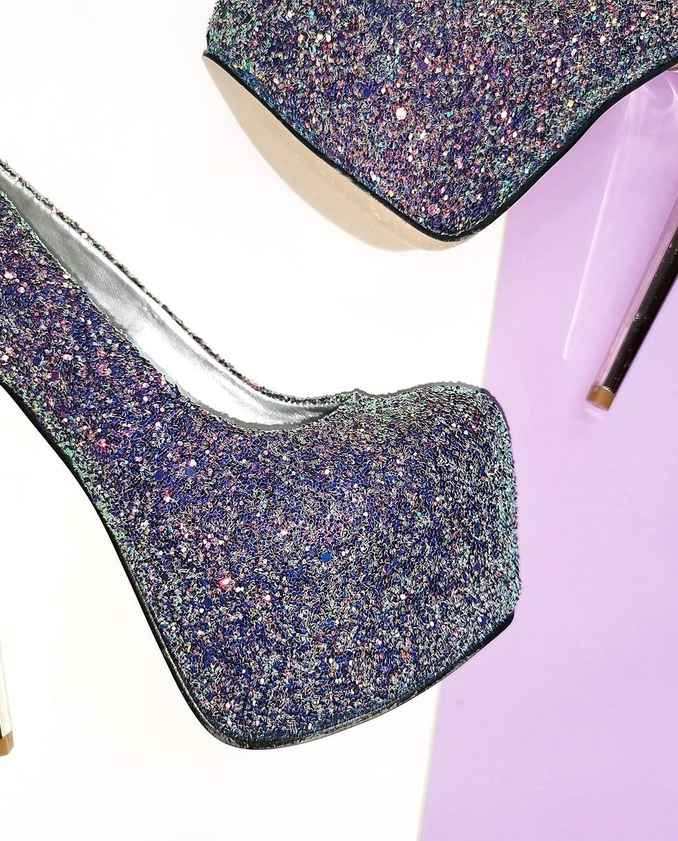 Limited Collection Glitter Silver Pumps Purple - Tajna Club