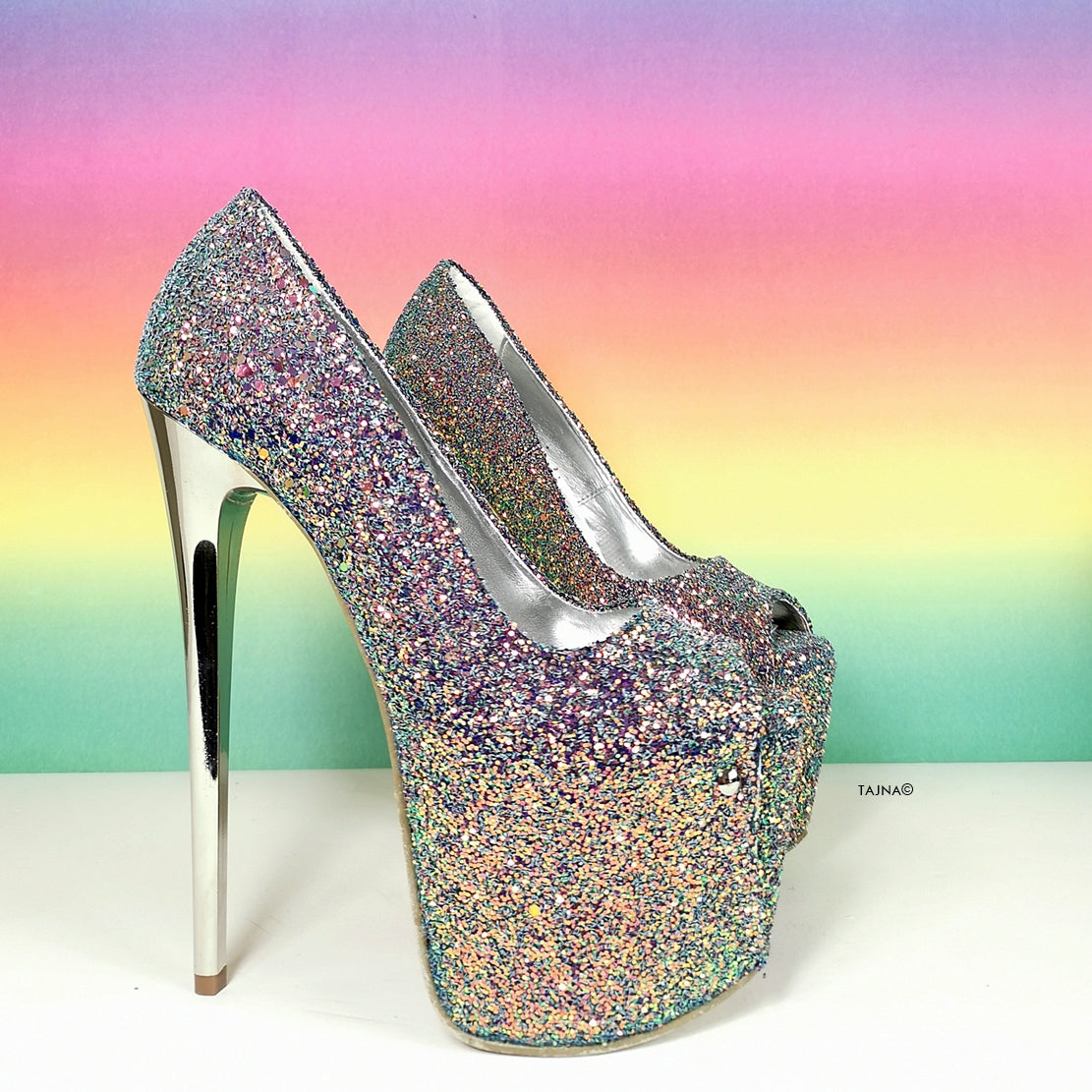 Limited Collection Glitter Silver Pumps Purple - Tajna Club