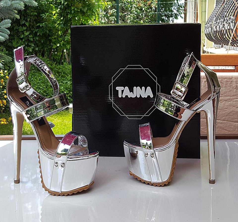 Silver Platform Two Strap High Heel Pumps - Tajna Club