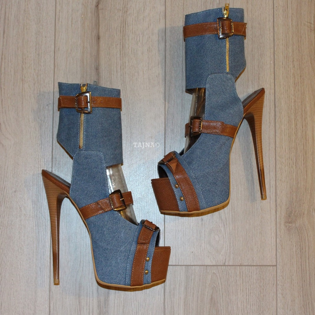 Denim platform heels clearance
