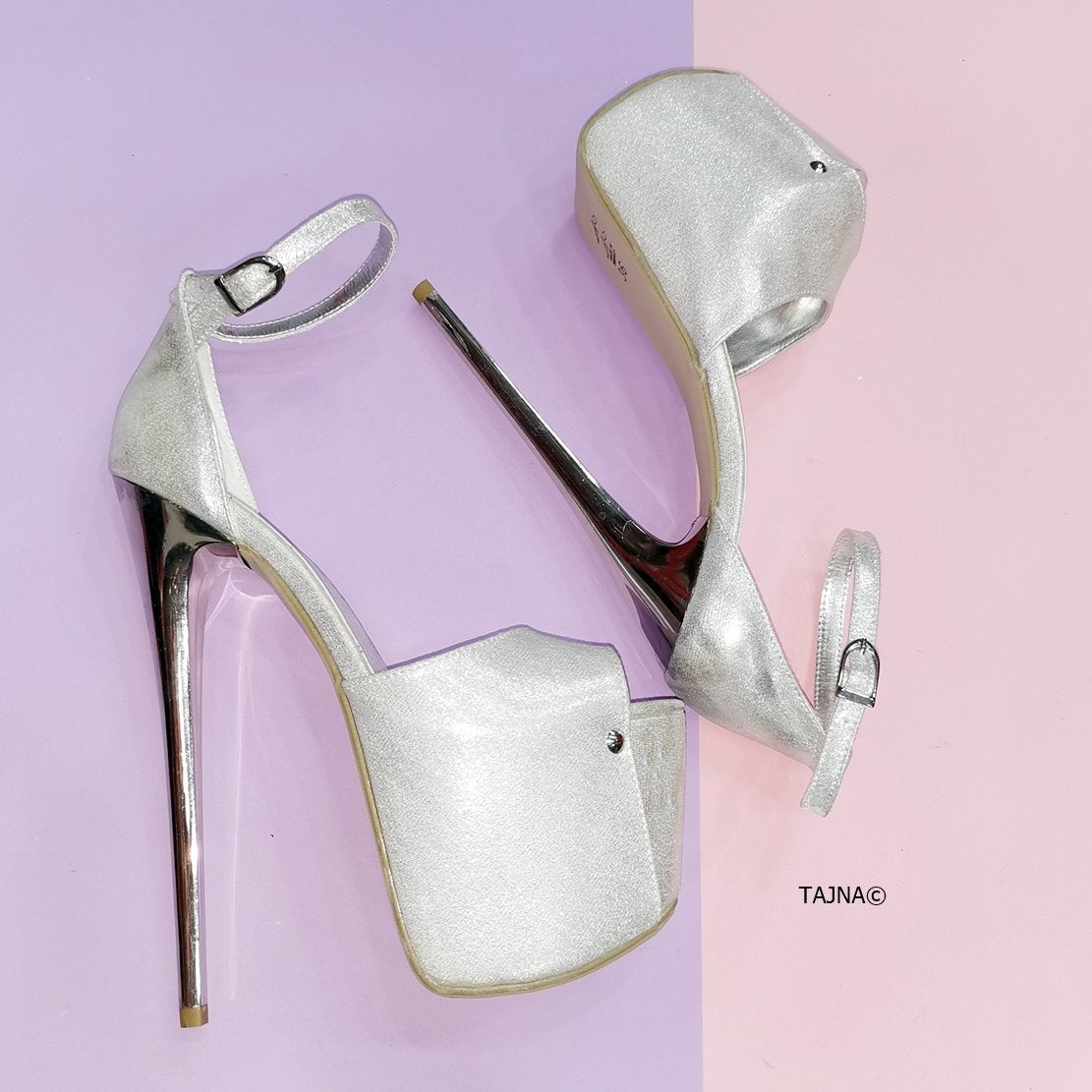 Silver thin heels outlet