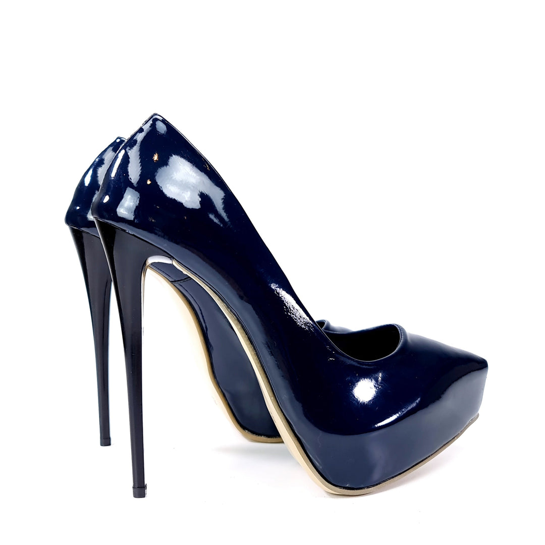 14 cm Platform Stiletto Navy Blue Gloss