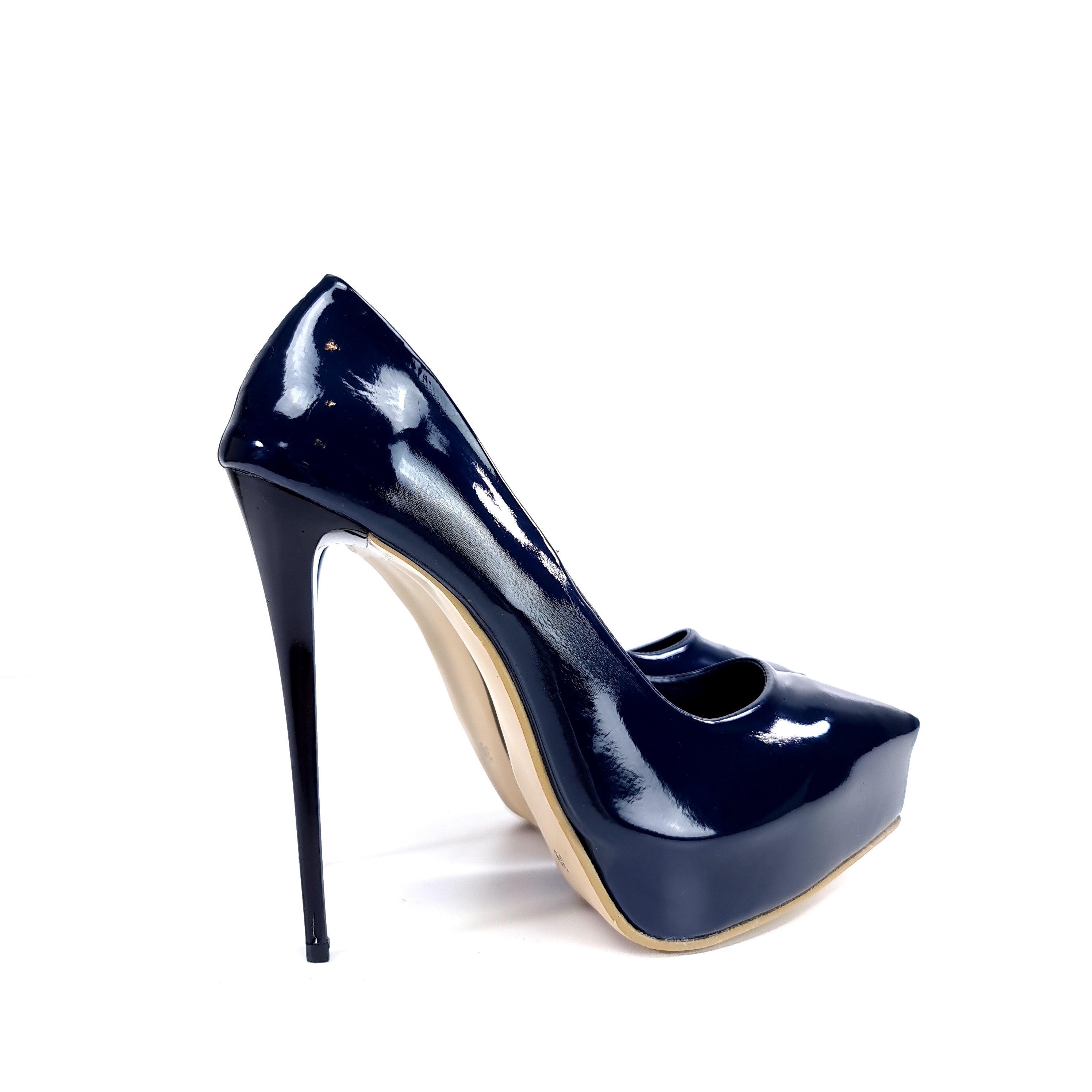 14 cm Platform Stiletto Navy Blue Gloss