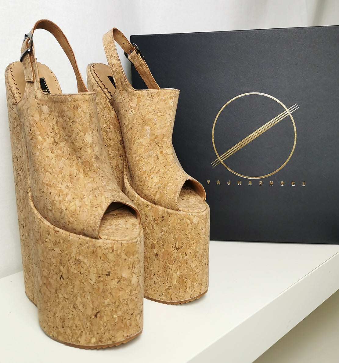 30 cm Extreme High Heel Cork Wedge Sandals - Tajna Club