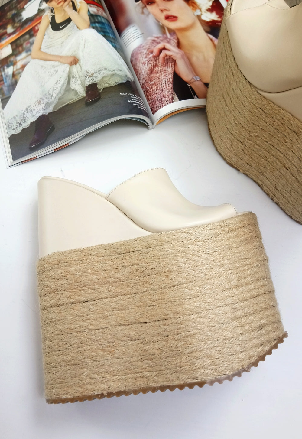 Espadril High Heel Wedge Mules - Tajna Club