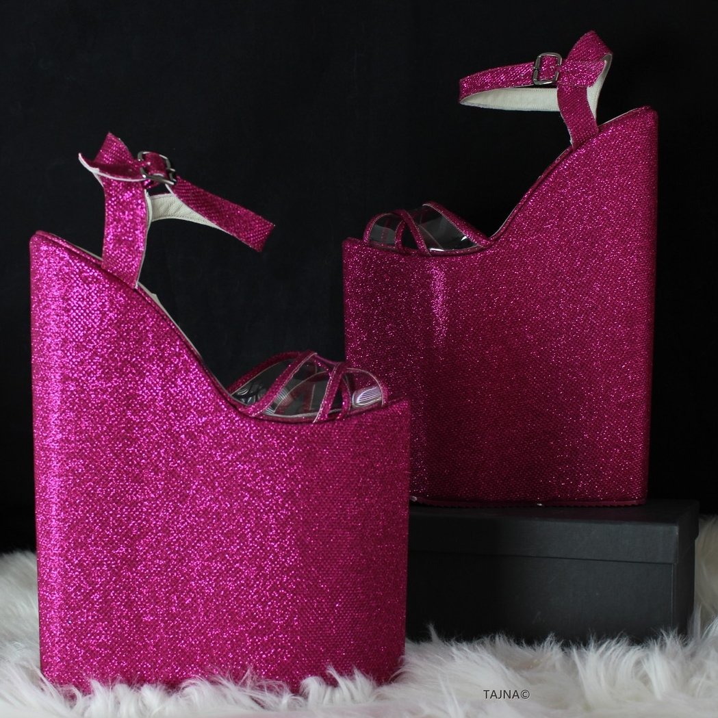 Pink glitter wedges store