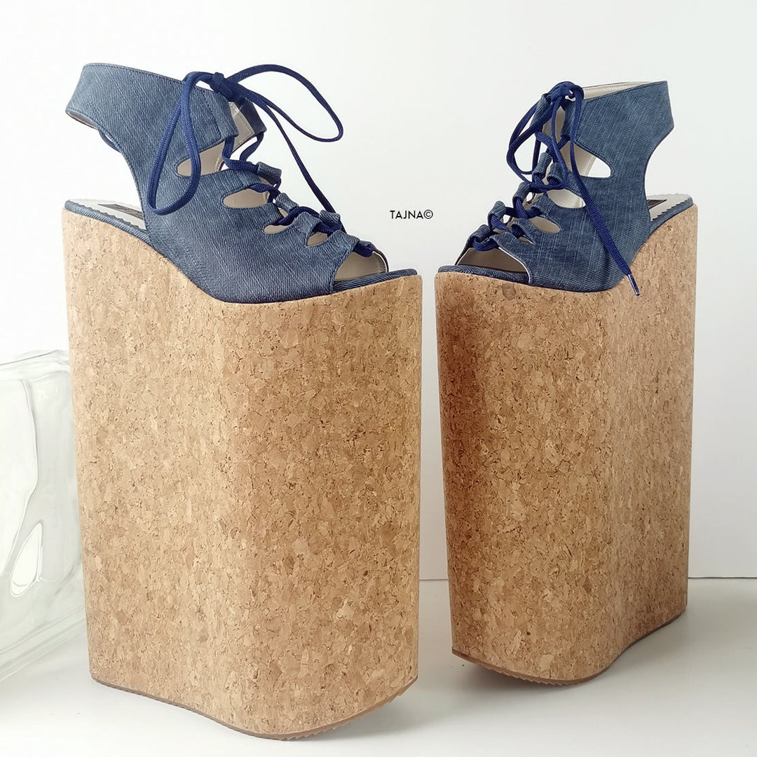 Jean 30 cm High Heel Gladiator Wedges - Tajna Club