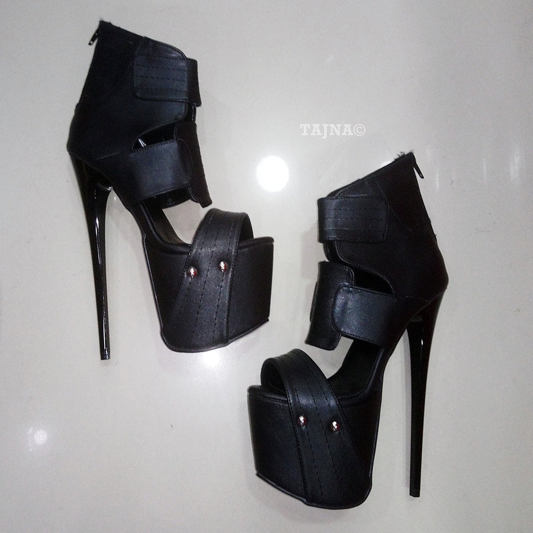 Black Neckle 19 cm High Heel Platform Shoes - Tajna Club