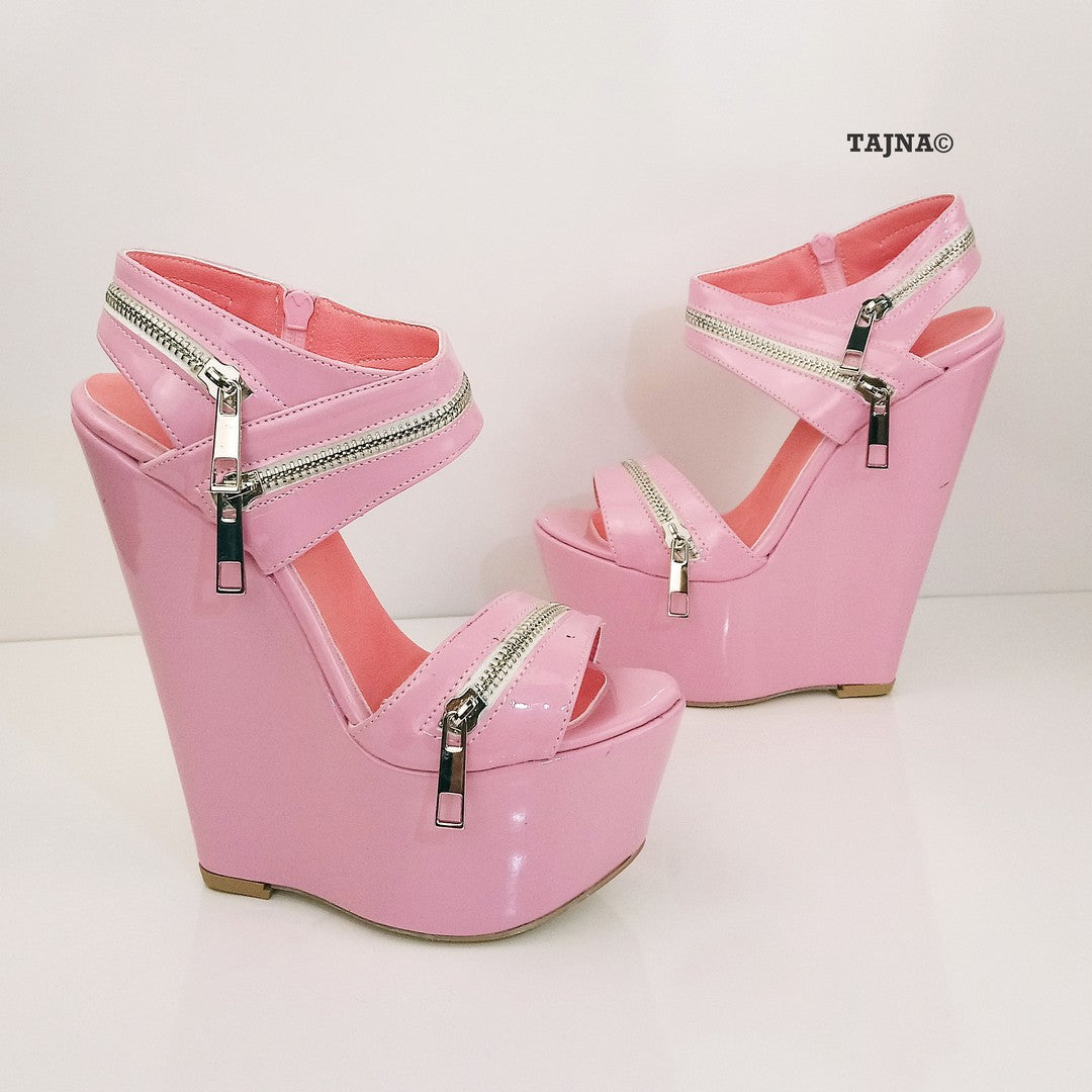 Shoes Light Pink Platform Sandals Closed Toe Baby Pink Wedges Baby