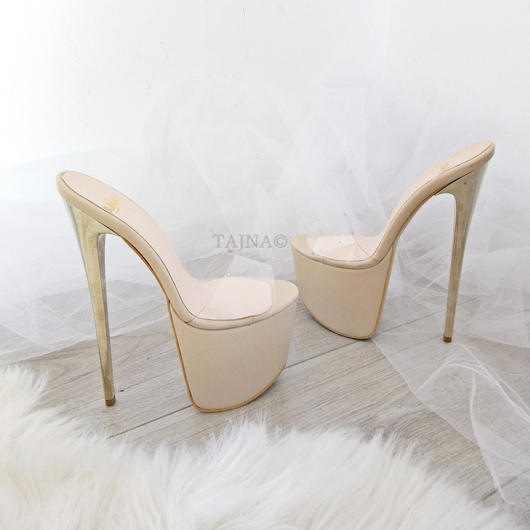 Nude Platform High Heel Mules - Tajna Club