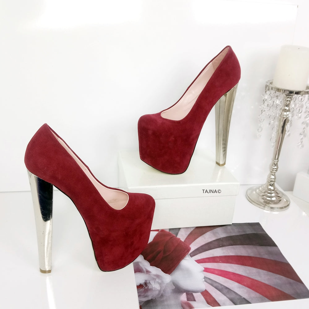 Dark Red Burgundy Platform Heels