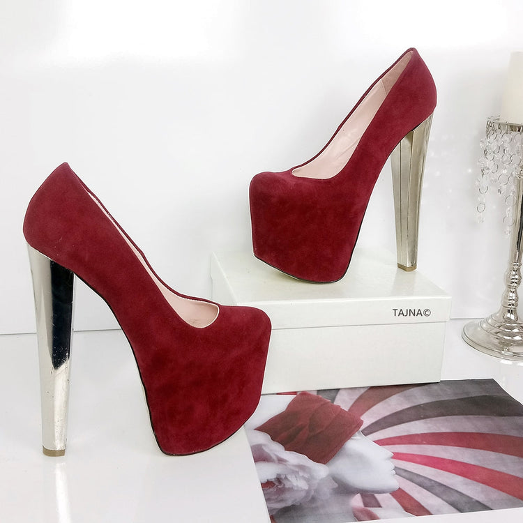 Dark Red Burgundy Platform Heels - Tajna Club