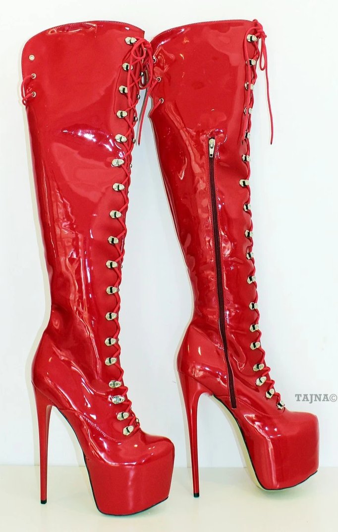 Red knee boots uk deals