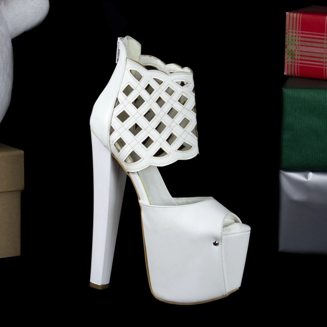 White Lazer Cut Platforms - Tajna Club