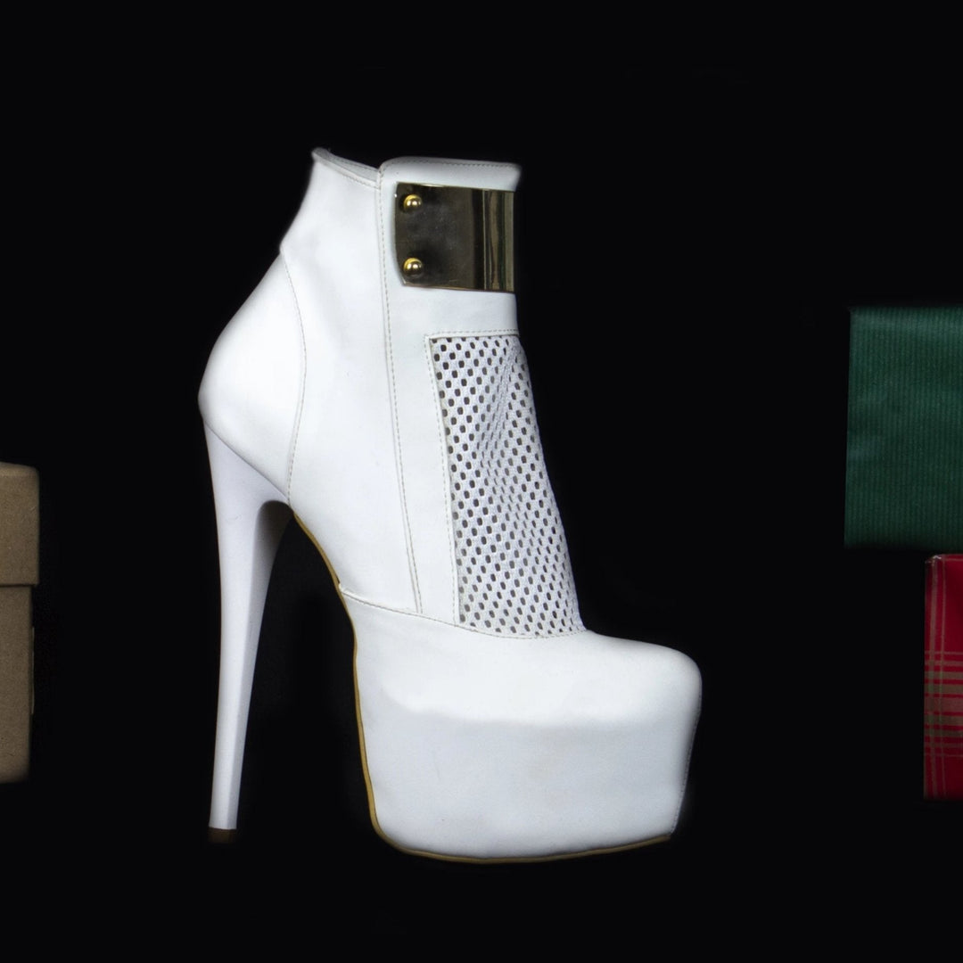 White Golden Fishnet Booties - Tajna Club