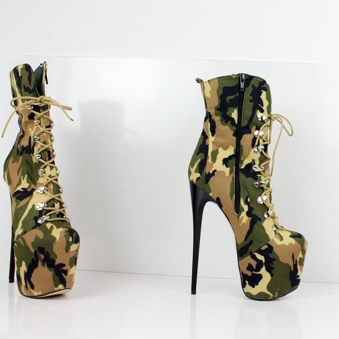Camouflage Lace Up Platform Boots - Tajna Club
