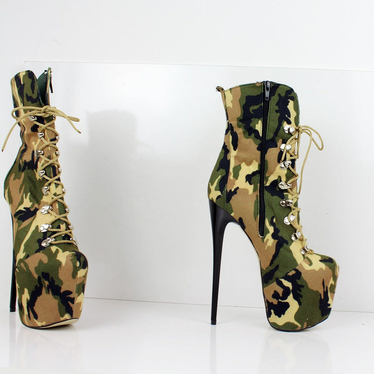 Camouflage Lace Up Platform Boots - Tajna Club