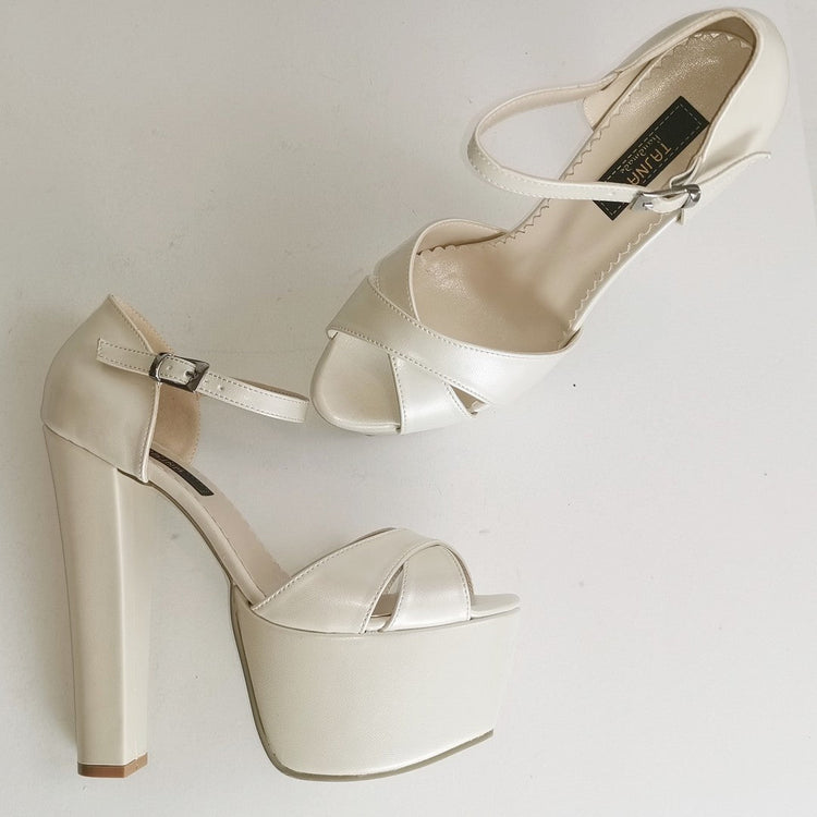 Cross Strap Wedding Platform Shoes - Tajna Club