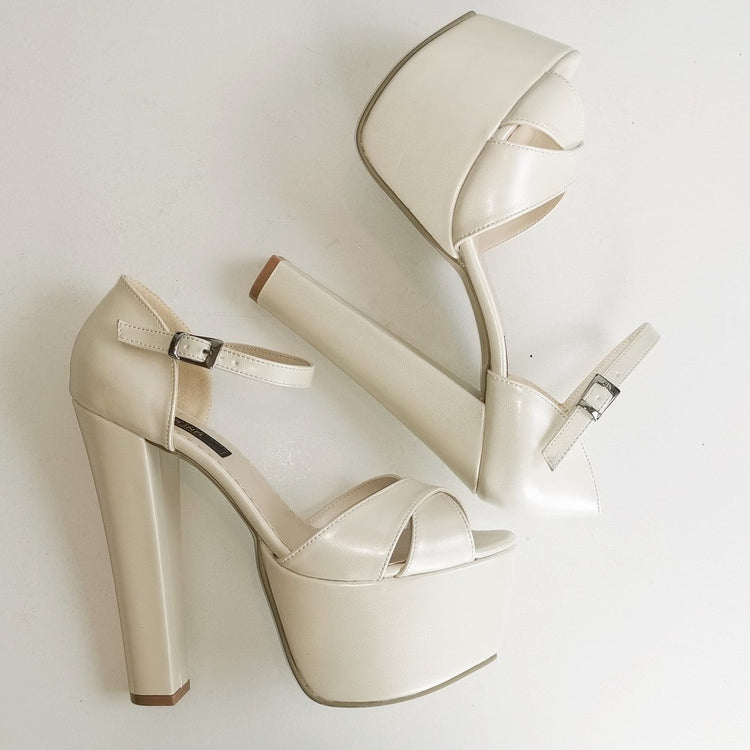 Cross Strap Wedding Platform Shoes - Tajna Club