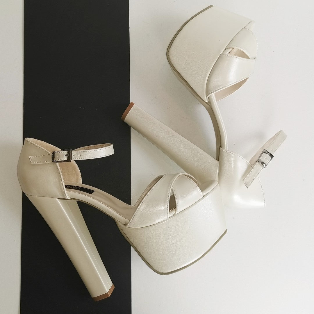 Cross Strap Wedding Platform Shoes - Tajna Club