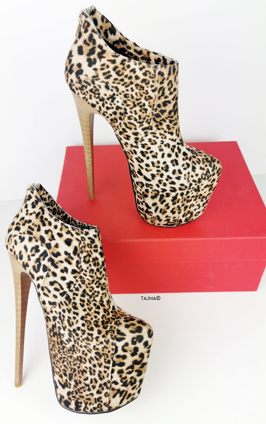 Leopard Touch Ankle Heel Booties - Tajna Club