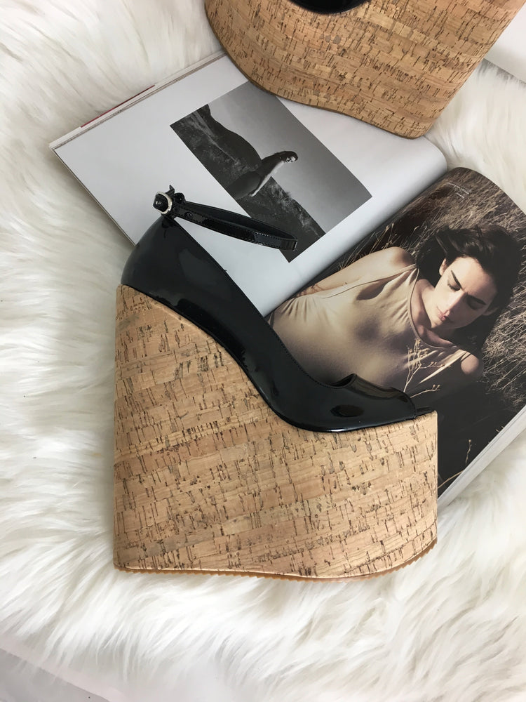 Platform Ankle Strap Peep Toe Wedge Sandals - Tajna Club