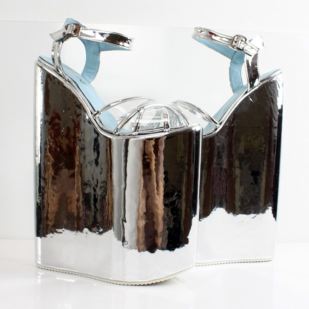 30 cm Silver Super High Heel Show Mega Platform Shoes - Tajna Shoes