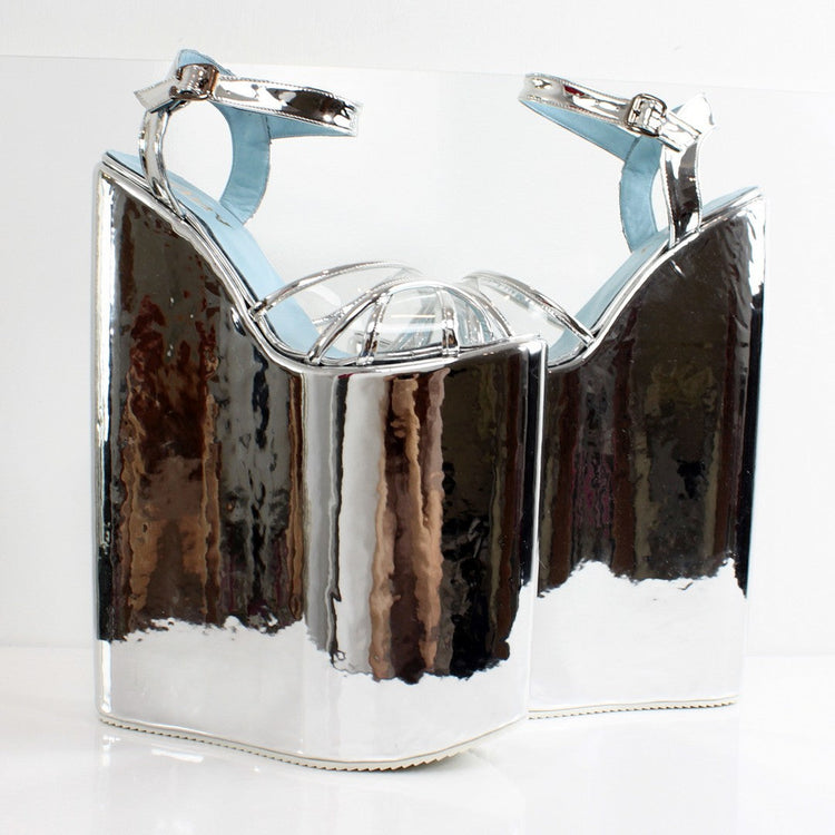 30 cm Silver Super High Heel Show Mega Platform Shoes - Tajna Shoes