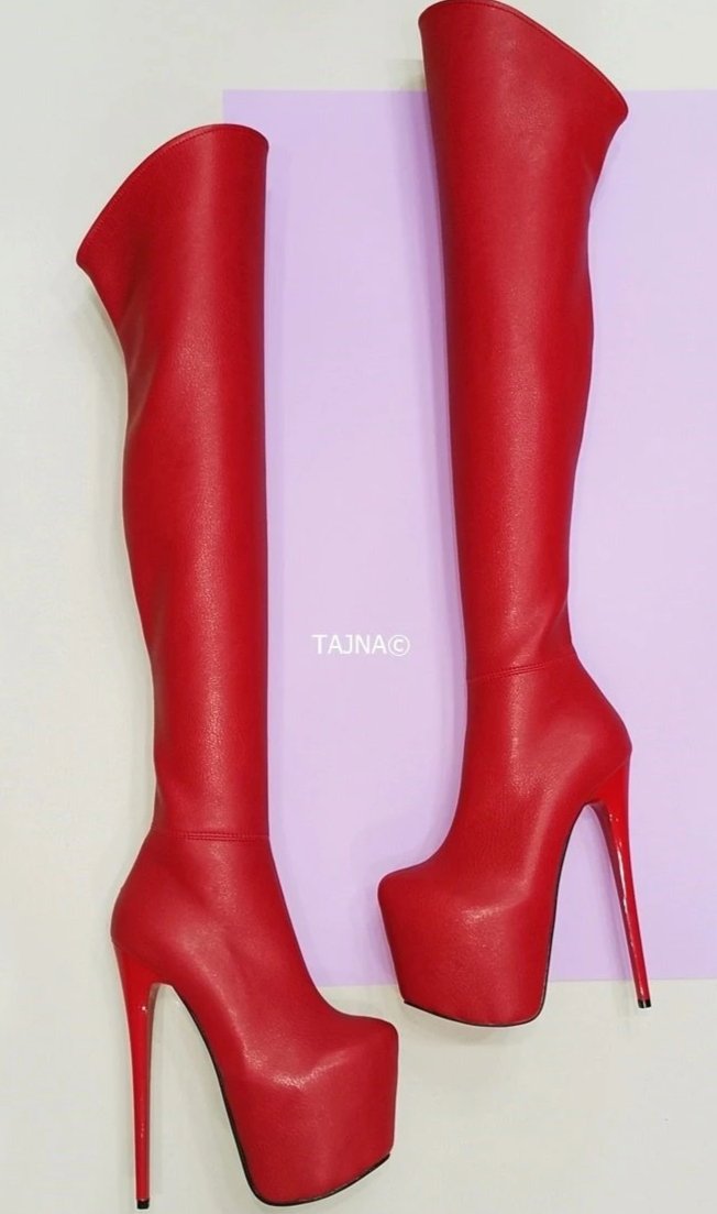 Bright red thigh high boots 2025