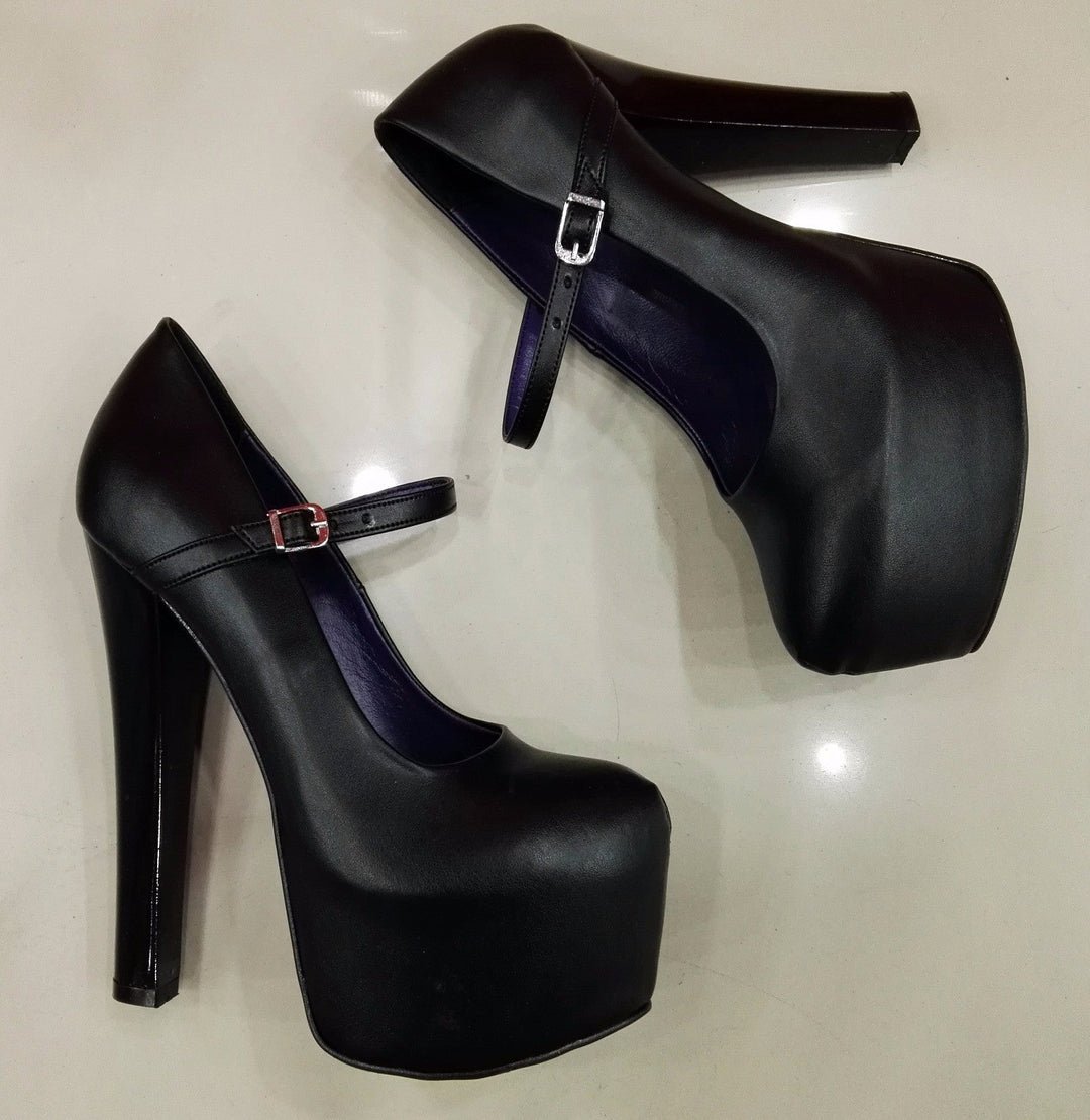 Mary Jane Black Platform High Heels - Tajna Club