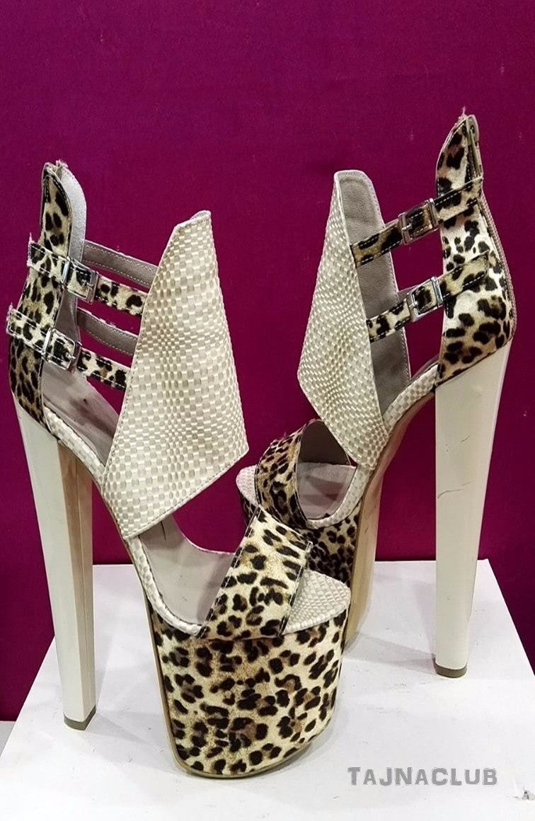 Leopard Sexy Peep toe Platform High Heels - Tajna Club