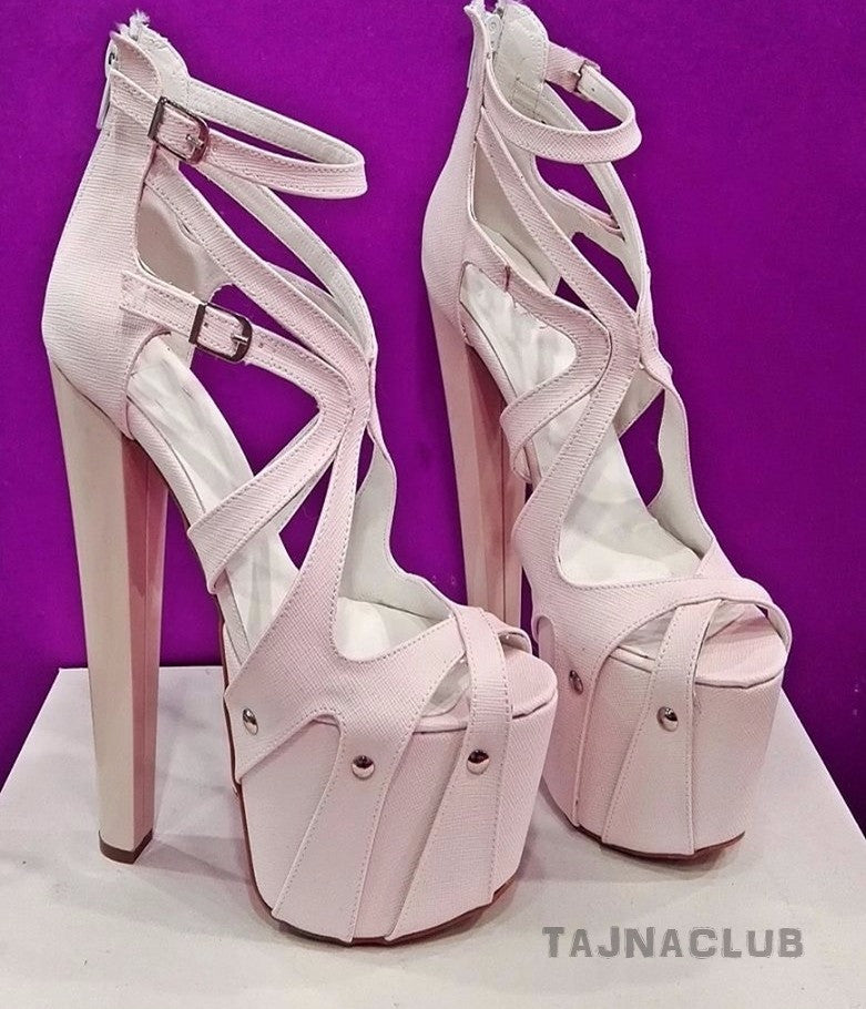 Light Pink Bandage Platform High Heels - Tajna Club