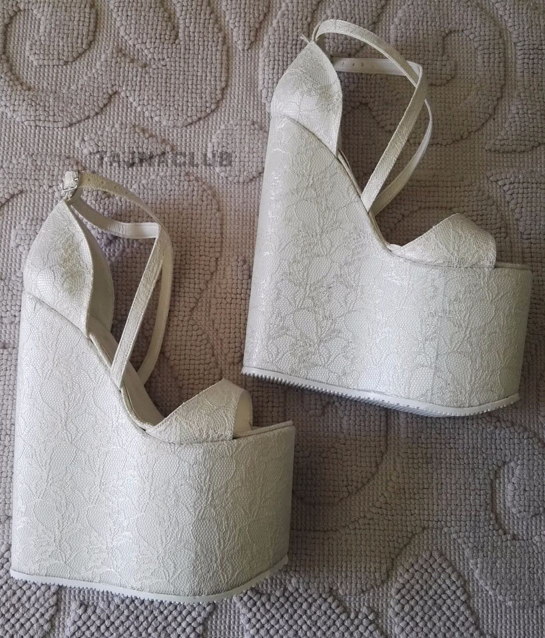 Wedding Sandals Wedge Heel Cross Strap Platform High Heels Shoes - Tajna Club