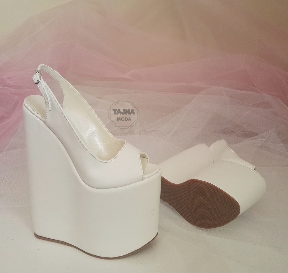 Wedding Peeptoe Wedge Heel Black Platform High Heels Shoes - Tajna Club
