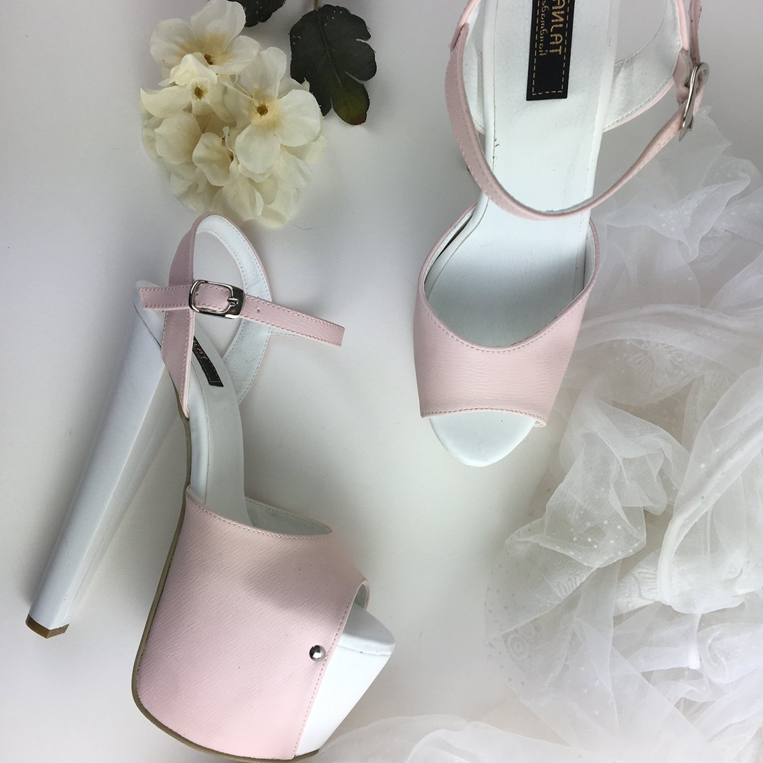 Baby Pink White Platform Sandals - Tajna Club