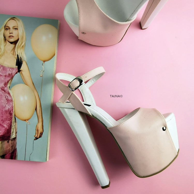 Baby Pink White Platform Sandals - Tajna Club