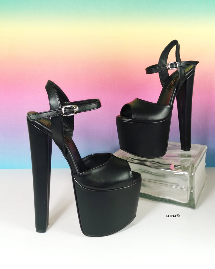 Black Chunky Heel Platform Sandals - Tajna Club