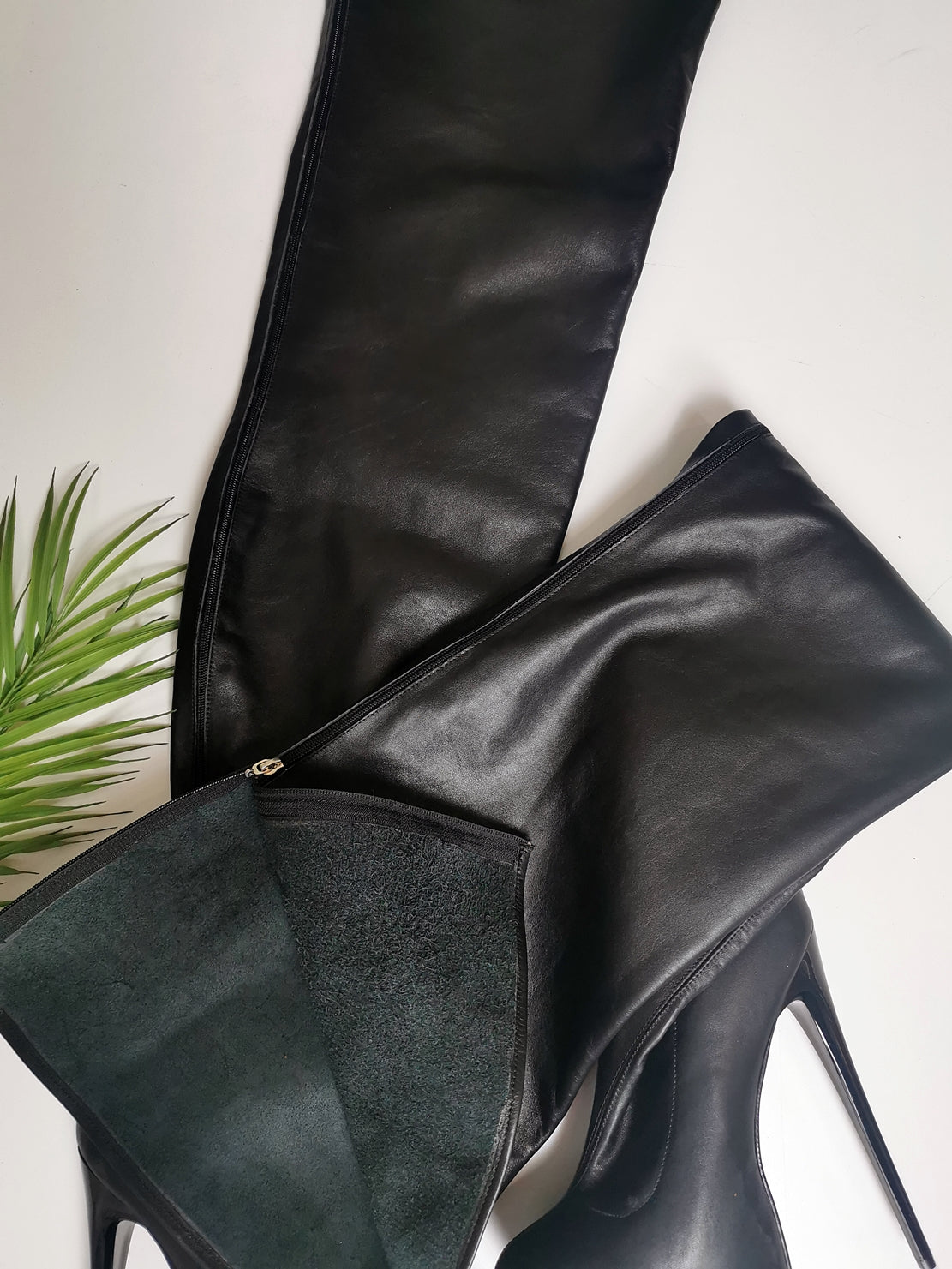 Thigh High Black Genuine Leather Boots - Tajna Club