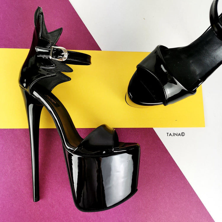 Dahlia Designer Black Patent High Heels - Tajna Club