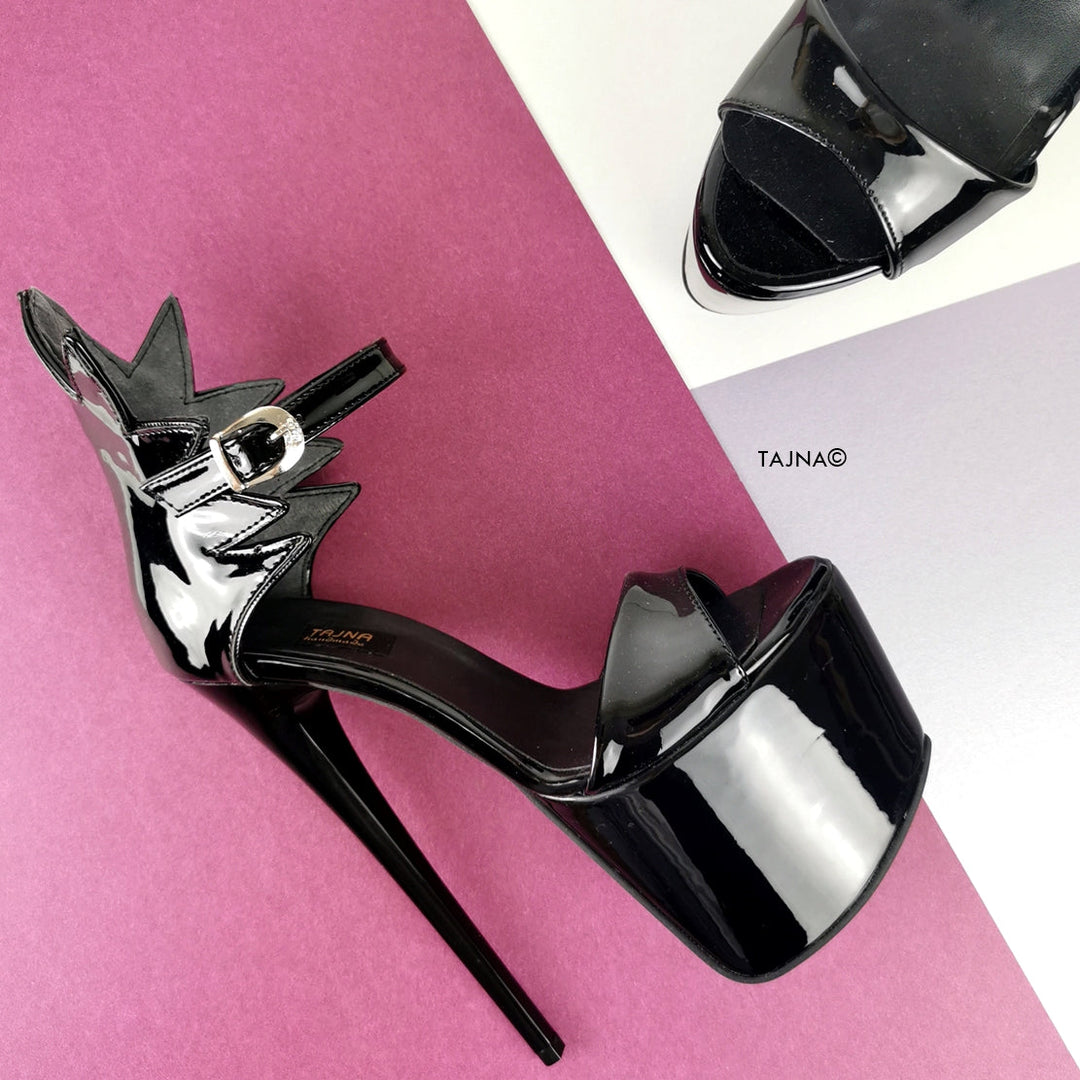 Dahlia Designer Black Patent High Heels - Tajna Club
