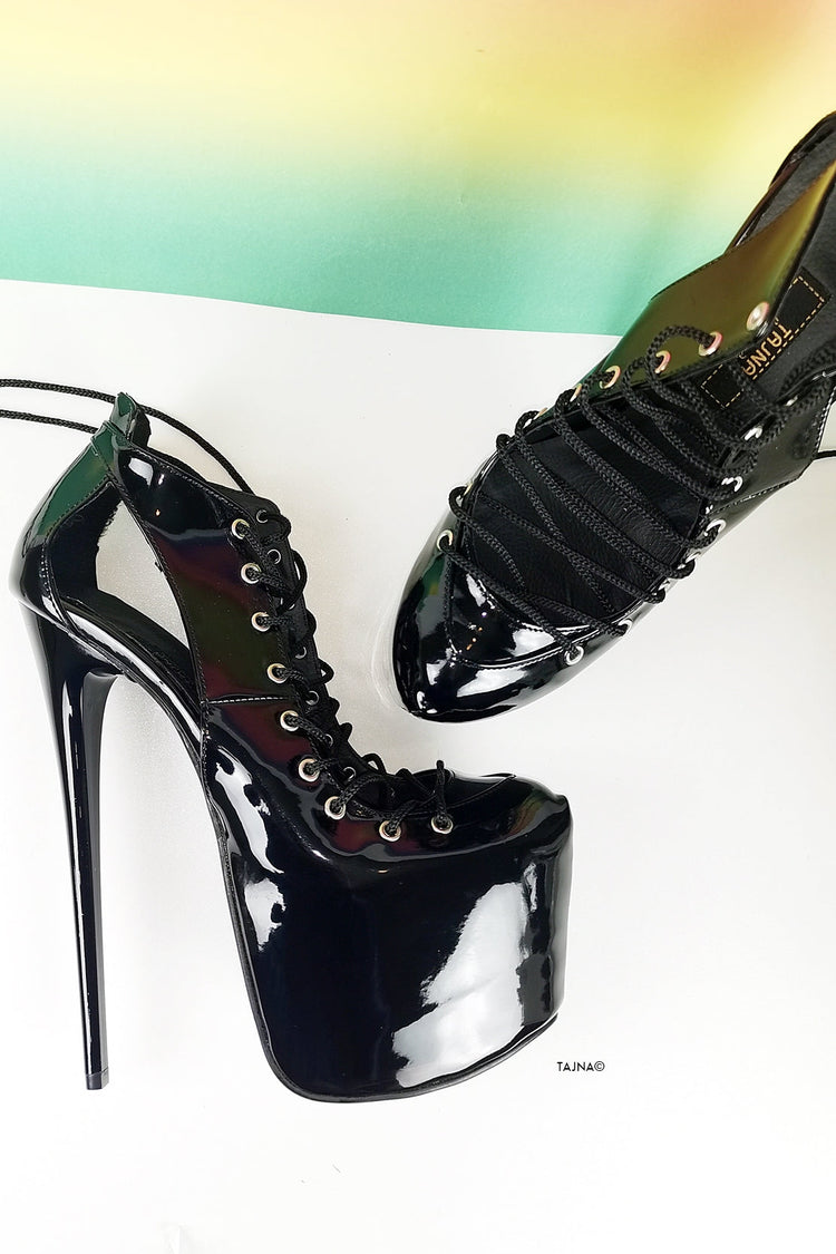 Black Patent Designer Pencil Heels - Tajna Club
