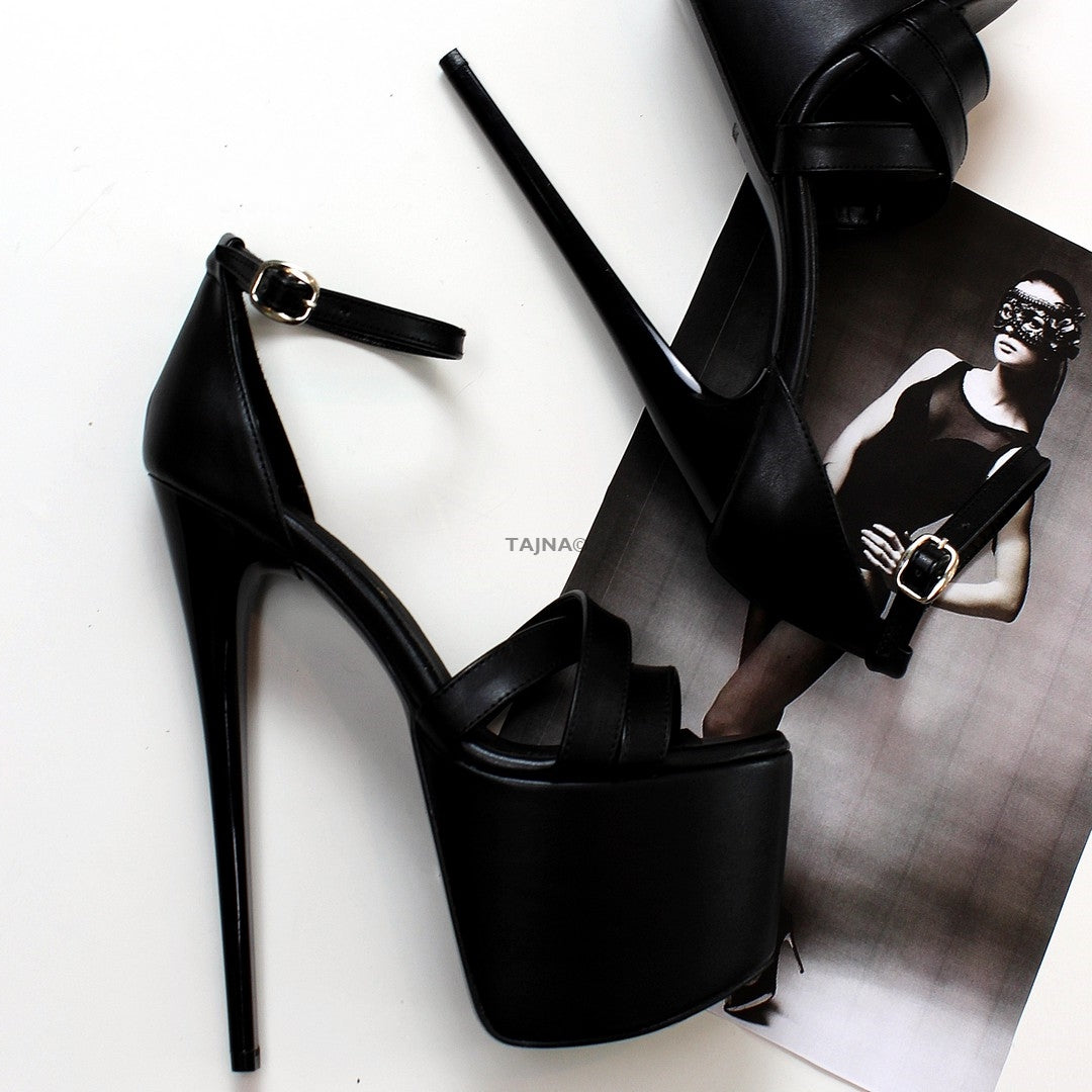 Cross strap platform heels store